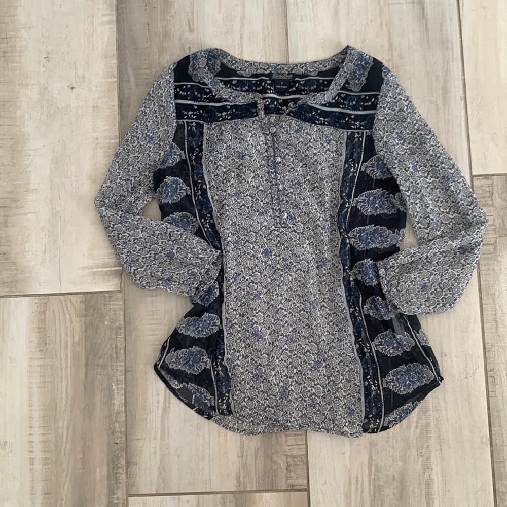 Lucky Brand chiffon 3/4 sleeve blouse blue size small